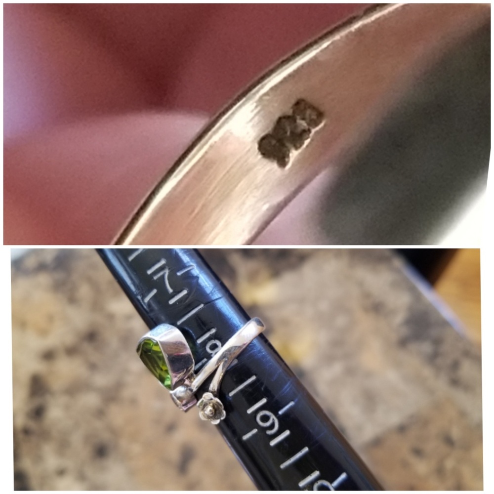 Genuine 3CT Peridot and Morganite Ring Size 8 - Picture 6 of 6